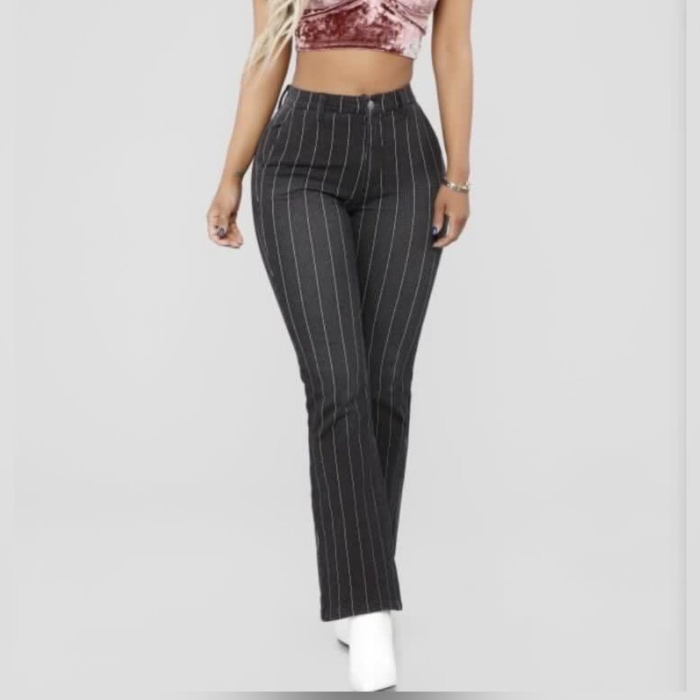Fashion Nova Pin strip flare jeans